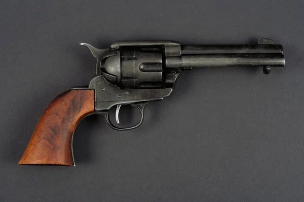 Vilda Västern Revolver Colt Single Action Army Svart Bakgrund — Stockfoto