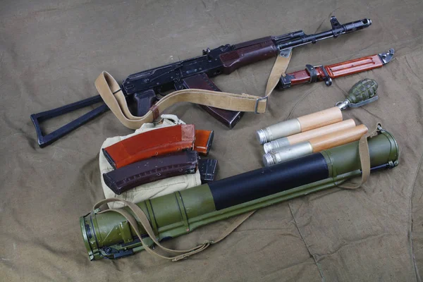 Kalashnikov Ammunitions Canvas Background — Stock Photo, Image