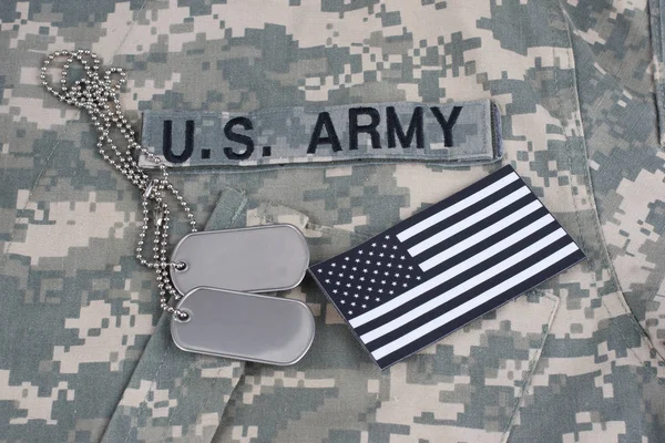 Flag Patch Dog Tag Army Combat Uniform Background — Stock Photo, Image