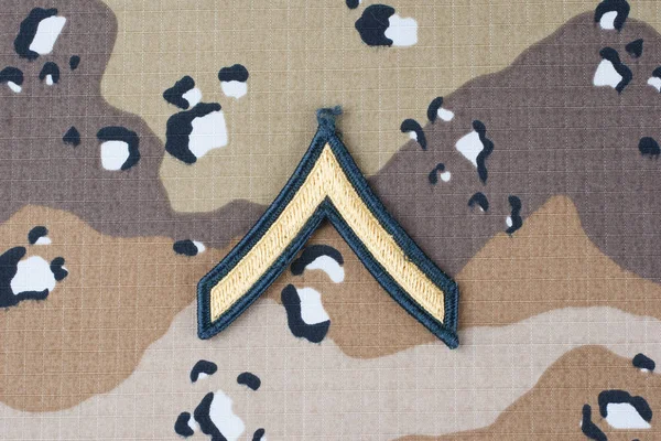 May 2018 Army Private Rank Patch Desert Camouflage Uniform — Stock Photo, Image
