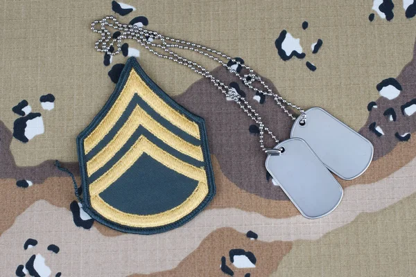 May 2018 Army Staff Sergeant Rank Patch Dog Tags Desert — Stock Photo, Image