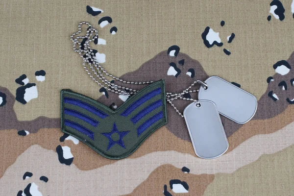 May 2018 Air Force Senior Airman Rank Patch Dog Tags — Stock Photo, Image