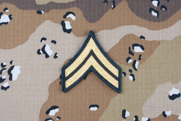 May 2018 Army Corporal Rank Patch Desert Camouflage Uniform — Stock Photo, Image