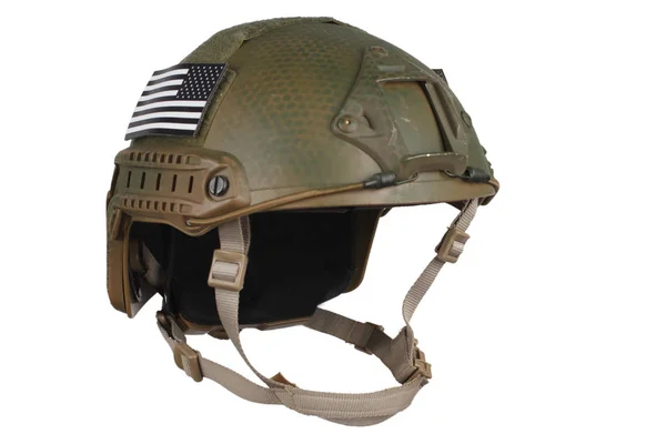 Casque Kevlar Armée Américaine Avec Onglet Infrarouge Drapeau Américain Isolé — Photo