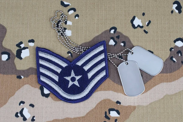 Mayo 2018 Air Force Staff Sergeant Rank Patch Dog Tags —  Fotos de Stock