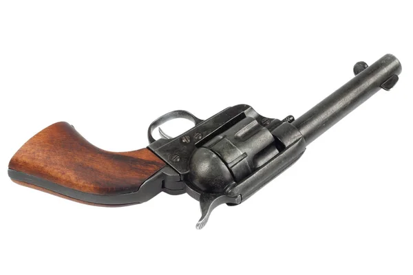 Wild West Revolver Colt Enkelt Handling Hær Isoleret Hvid Baggrund - Stock-foto