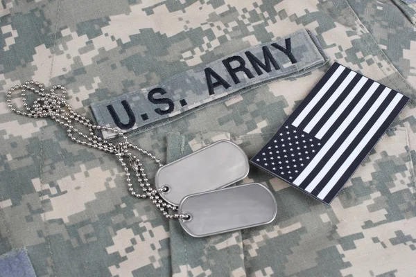 Parche Bandera Estadounidense Con Etiqueta Perro Fondo Uniforme Combate Del — Foto de Stock