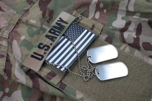 Flag Patch Dog Tag Army Multicam Camouflage Uniform — Stock Photo, Image