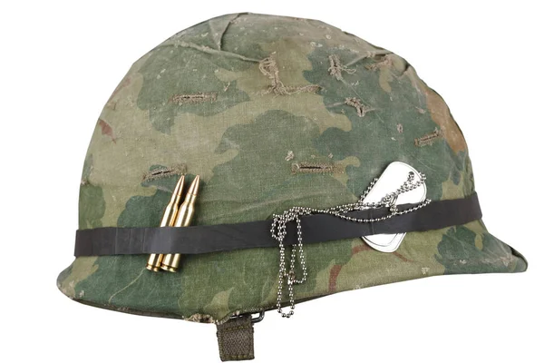 Army Casco Vietnam Periodo Guerra Con Mascheramento Occhiali Copertura Dog — Foto Stock