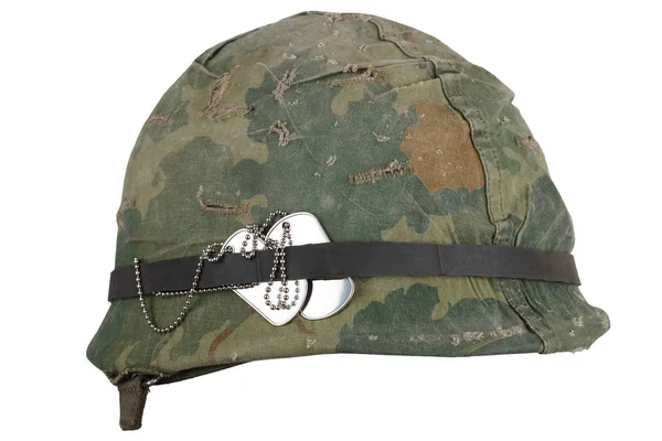 Oss Armén Hjälm Vietnam War Period Med Kamouflage Täcka Goggles — Stockfoto