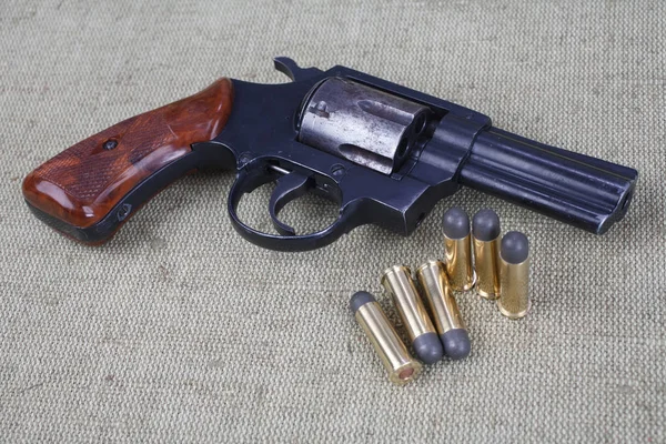 Revolver Municí Pozadí Plátno — Stock fotografie