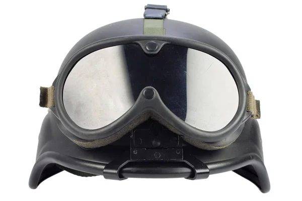 Army Black Kevlar Helmet Goggles Isolated White Background — Stock Photo, Image