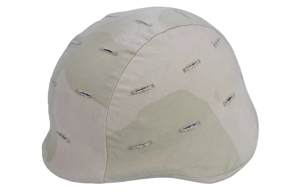 Capacete Kevlar Exército Com Tampa Camoflagem Isolado Fundo Branco — Fotografia de Stock