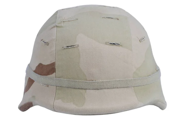 Capacete Kevlar Exército Com Tampa Camoflagem Isolado Fundo Branco — Fotografia de Stock