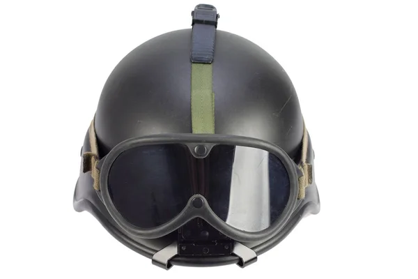 Army Black Kevlar Helmet Goggles Isolated White Background — Stock Photo, Image