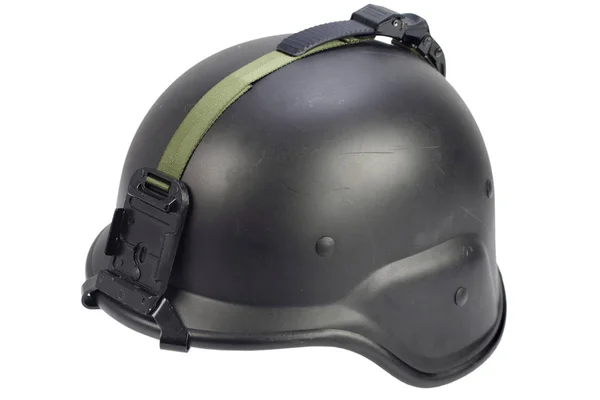 Leger Zwarte Kevlar Helm Geïsoleerd Witte Achtergrond — Stockfoto