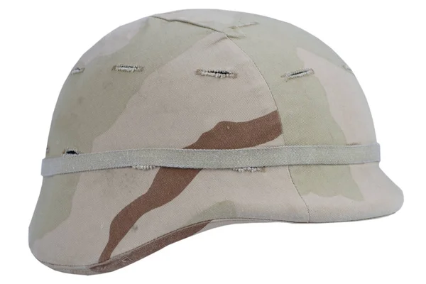 Leger Kevlar Helm Met Camouflage Cover Geïsoleerd Witte Achtergrond — Stockfoto