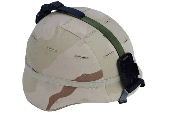 Army Kevlar Helmet Nvg Mount Camoflage Cover Isolated White Background — Stock Photo, Image
