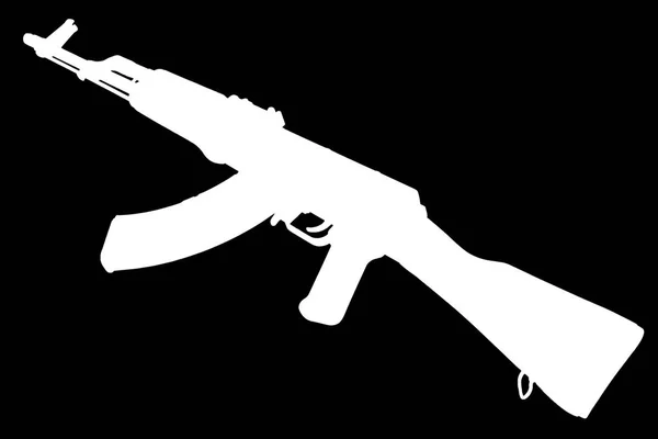 Akm Saldırı Tüfeği Siyah Siluet — Stok fotoğraf
