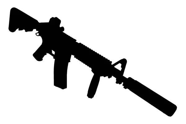 Suppressor Special Forces Rifle Black Silhouette — Stock Photo, Image