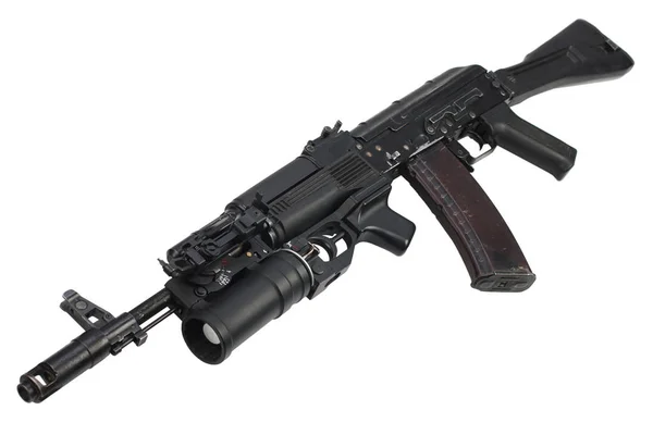 Moderno Rifle Asalto Kalashnikov 74M Con Lanzagranadas Blanco — Foto de Stock