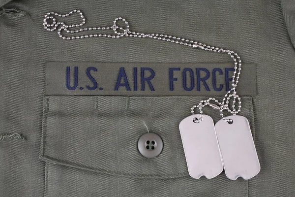 Air Force Oddział Taśmy Nieśmiertelniki Oliwkowy Jednolite Tło — Zdjęcie stockowe