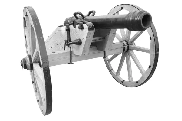 Old Cannon Vintage Gunpowder Weapon Isolated White Background — Stock Photo, Image