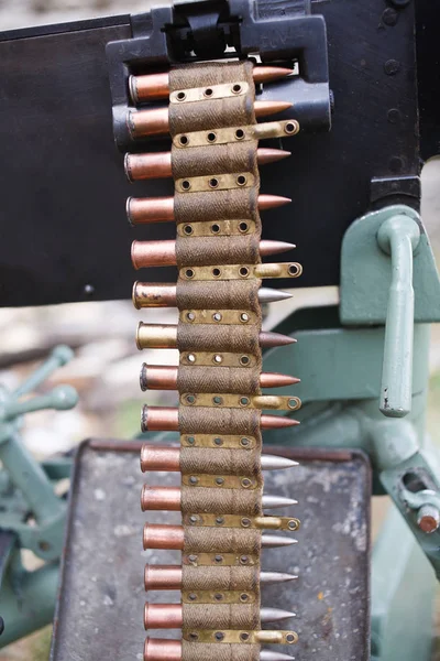Pas Amunition Wojny Światowej Niemiecki Karabin Maszynowy Amunicji Można — Zdjęcie stockowe