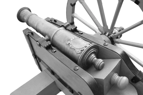 Old Cannon Vintage Gunpowder Weapon Isolated White Background — Stock Photo, Image