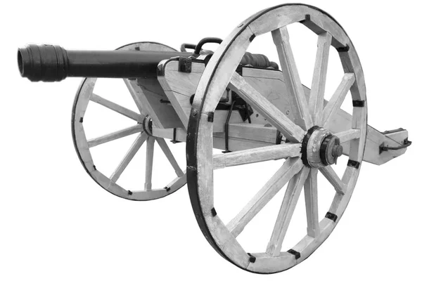 Old Cannon Vintage Gunpowder Weapon Isolated White Background — Stock Photo, Image