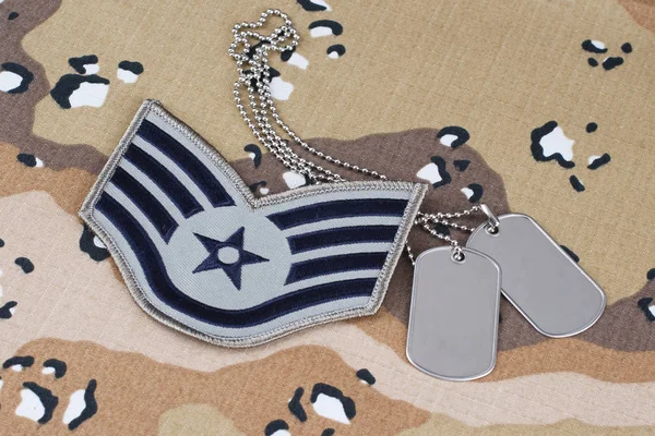 May 2018 Air Force Staff Sergeant Rank Patch Dog Tags — Stock Photo, Image