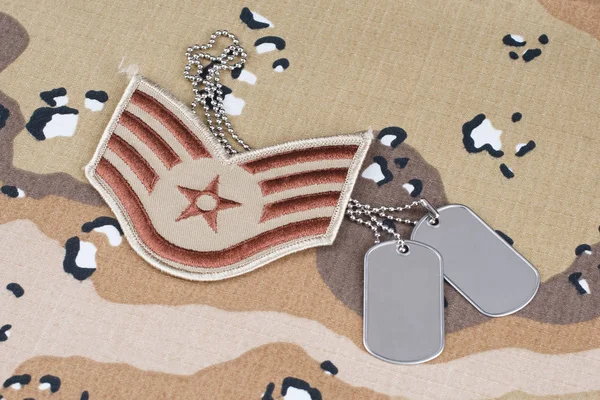 May 2018 Air Force Staff Sergeant Rank Patch Dog Tags — Stock Photo, Image