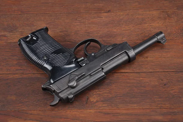 Wwii Era Nazi German Army Handgun Wooden Table — Stock Photo, Image