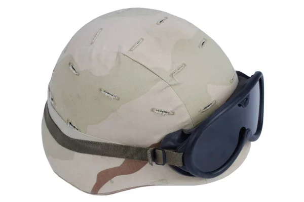 Bize Ordu Kevlar Kask Ile Gözlük Beyaz Arka Plan Üzerinde — Stok fotoğraf