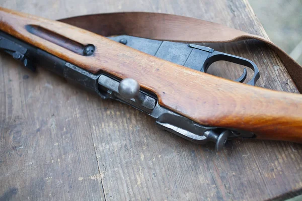 Russian Army Rifles Wooden Desk First World War Era Reenactment — Stock Photo, Image