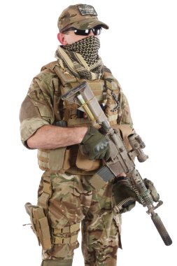Private Military Company contractor with assault rifle clipart