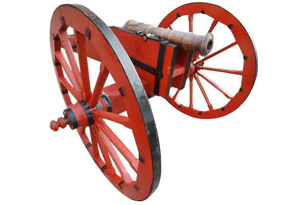 Старая винтажная красная пороховая артиллерийская пушка — стоковое фото