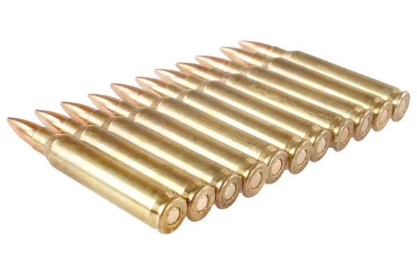 Os cartuchos intermédios de 5.56x45mm NATO sem rebites — Fotografia de Stock