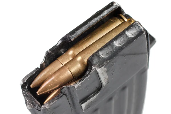 Kalashnikov ak arma magazin com 7,62 milímetros munição — Fotografia de Stock