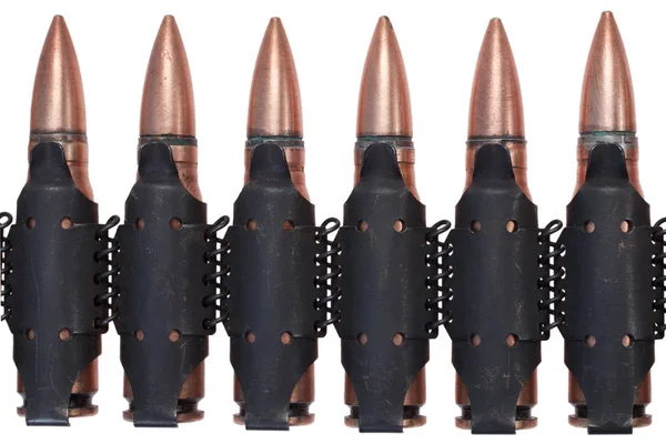 Cinturón de ametralladora cargado con cartuchos de 7.62x39mm URSS — Foto de Stock