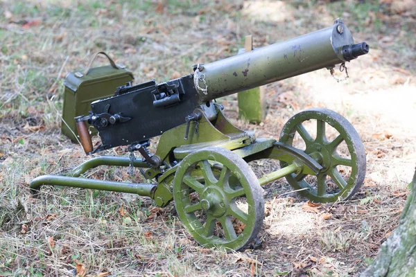 Primeira Guerra Mundial Maxim gun - primeira metralhadora operada por recuo — Fotografia de Stock