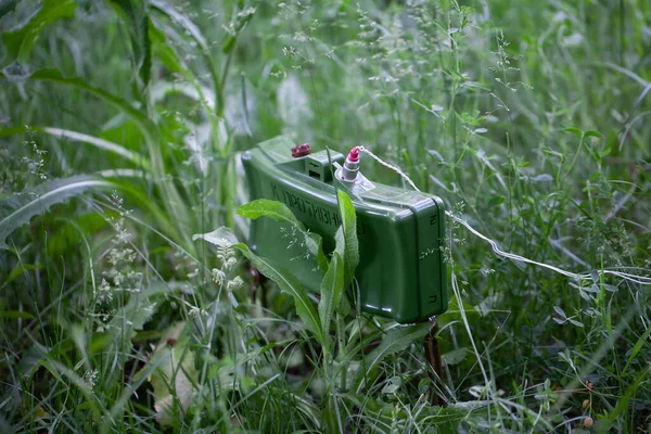 Mon Sovjet Plastkropp Riktningstyp Truppminor Text Ryska Mot Fienden Kamouflerad — Stockfoto