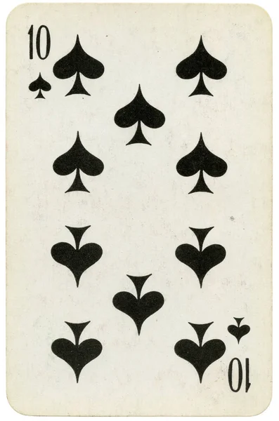 十张黑桃古老的苏格兰人风格的扑克牌隔离在白牌上 — 图库照片
