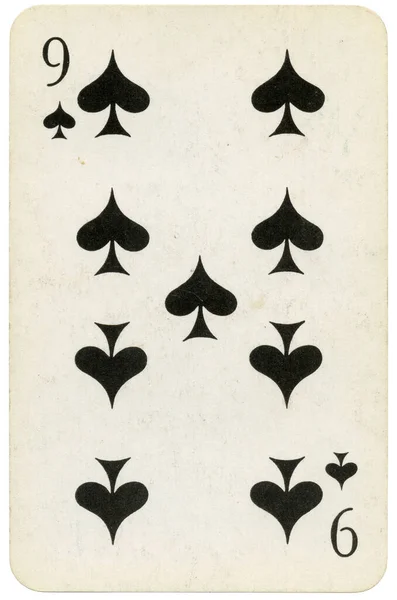 九张黑桃古老的苏格兰人风格的扑克牌隔离在白牌上 — 图库照片