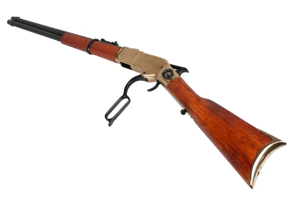 Wild West Period Lever Action Repeating Rifle M1866 Isolated White — Stock Photo, Image