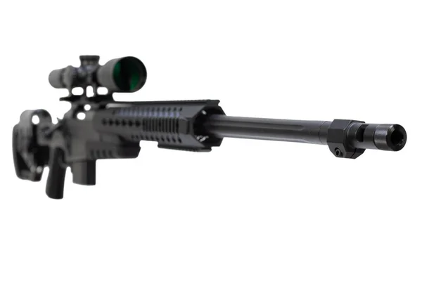 Modern 338 Kaliber Sniper Geweer Geïsoleerd Witte Achtergrond — Stockfoto