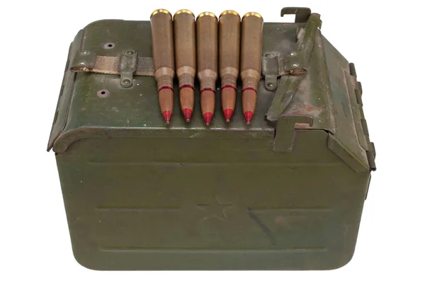 Ammo Can Ammunition Belt 7X108Mm Cartridges Heavy Machine Gun Dshk — Stock Photo, Image