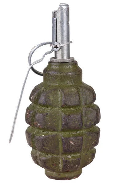 Fragmentation Grenade Main Isolée Sur Fond Blanc — Photo