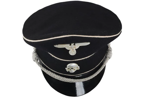 German Nazi Black Forage Cap Uniforms 1932 1934 Isolated White — стокове фото