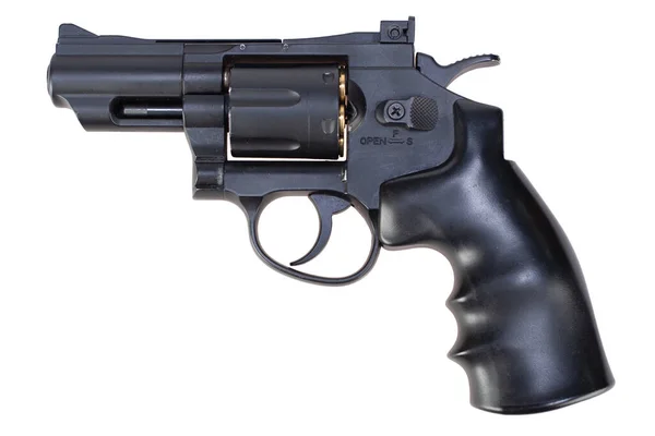 Lock Load Revolver Met Munitie Cilinder Geïsoleerd Witte Achtergrond — Stockfoto